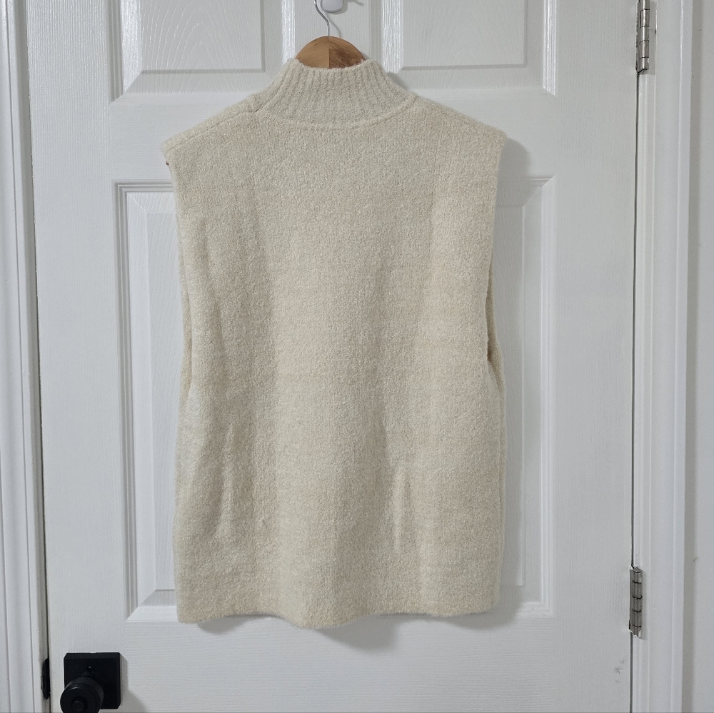 Zara Ivory Metallic Threads Mock Neck Sleeveless Sweater New Size S - Picture 12 of 12